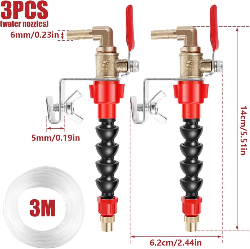 HOTBEST 3 Pcs Dust Remover Water Sprayer for Cutting Machine, Cutting Machine Misting System Water Sprayer with 3 m Hose, Universal Dust Remover Water Sprayer System Nozzle, Coolant Misting Dust-Proof - Image 2